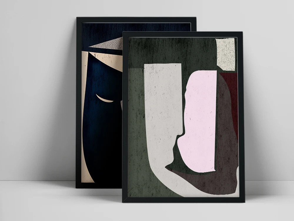 Современный абстрактный набор из 3 принтов современный коллаж минималистичный