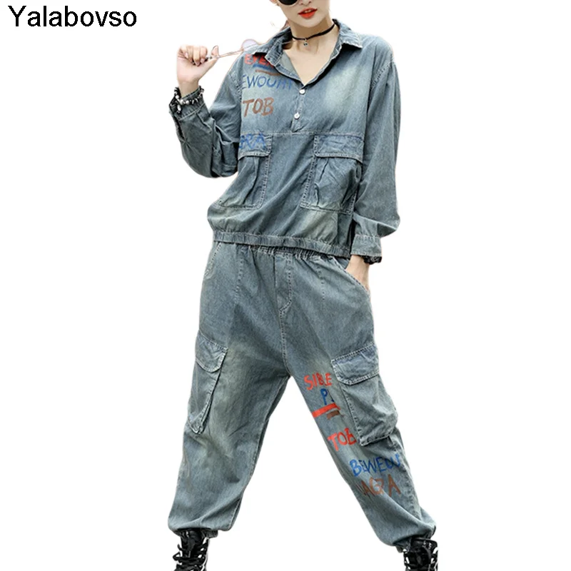 Korean Cowboy Suit Female Streetwear Fashion Brand Letter Hip Hop Guochao Loose Ins Top 2021Spring And Autumn Design  Yalabovso