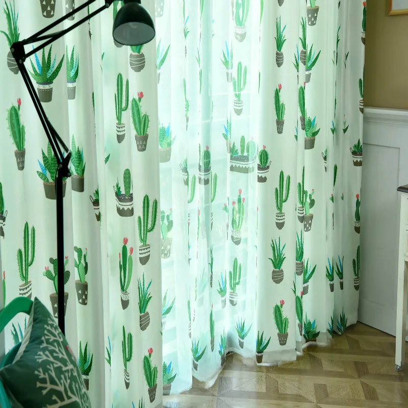Светонепроницаемая занавеска для гостиной с принтом листьев в горшке спальни