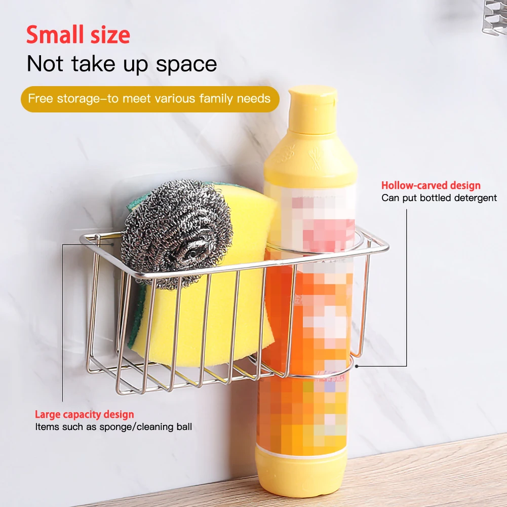 

Stainless Steel Kitchen Sponge Holder Soap Dishwashing Liquid Drainer Rack Faucet Storage Rack Drain Basket For Bathroom Sink