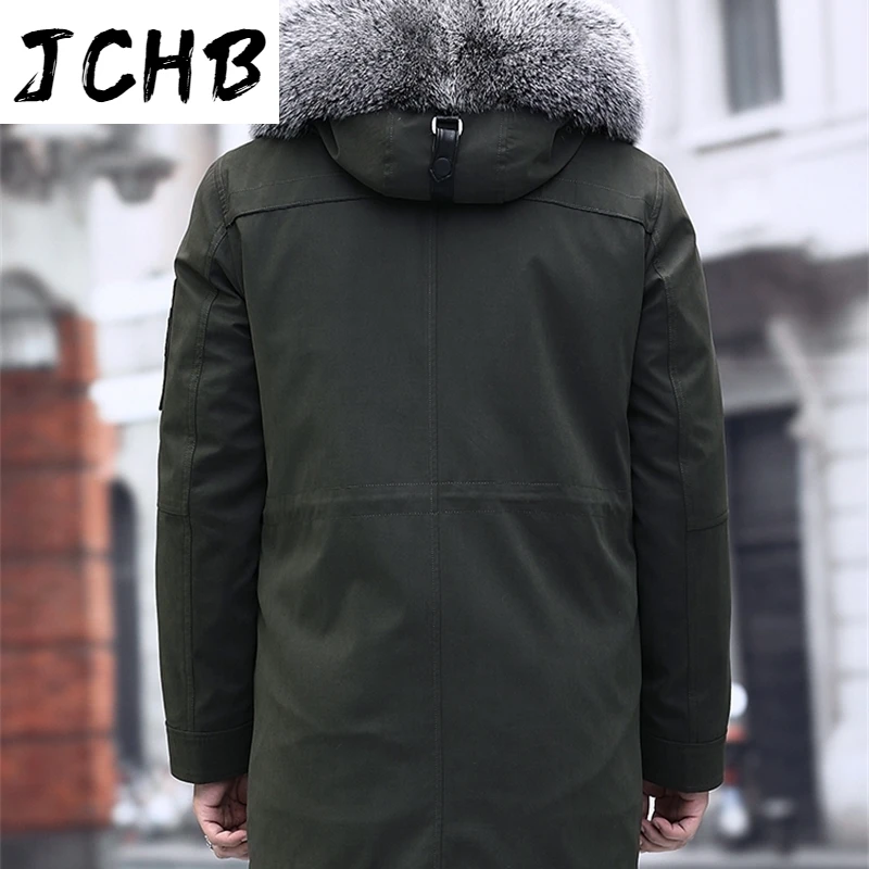 

Men JCHB Jacket 2021 Men's Clothing5XL 6XL 7XL Winter Mens Clothes Real Mink Parkas 100% Fox Fur Collar Coat Male Ropa LXR470