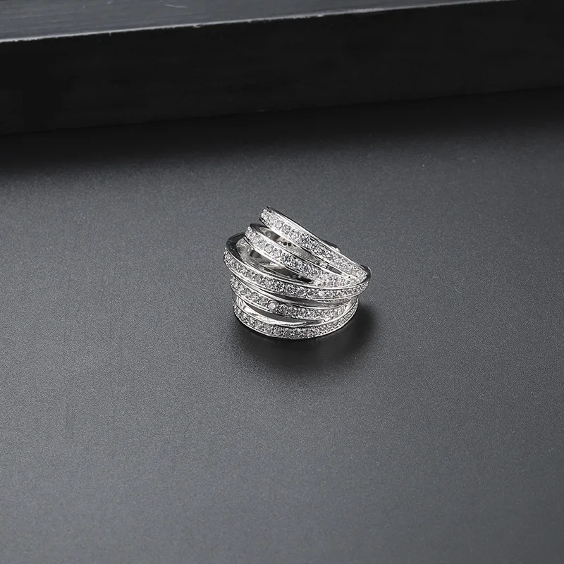 

European and American multi-layer retro earrings inlaid zircon simple fashion personality high-end earrings female ear clips wit