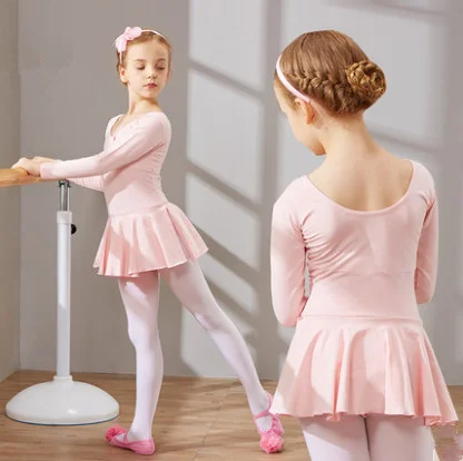 

Girls Ballet Dress Gymnastics Leotard Long sleeve Skirted Ballet Clothing Dance Wear With