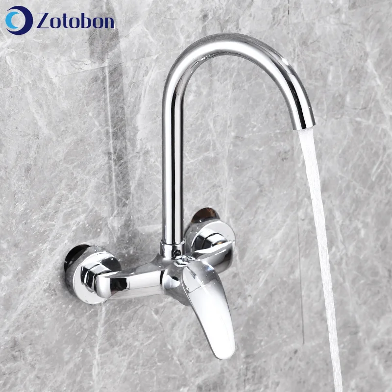 ZOTOBON латунный кухонный настенный кран для раковины с двойным отверстием 360