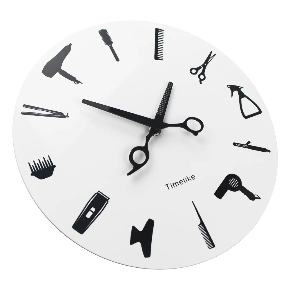 Настенные часы для парикмахера инструменты парикмахерской в современном стиле