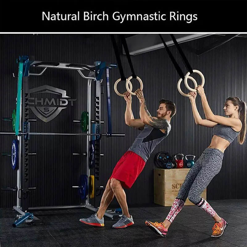 

Wood Gymnastic Rings Athletic Dip Rings with Adjustable Long Buckles Straps Workout Pull Ups Gym Rings for Home Gym Trainning
