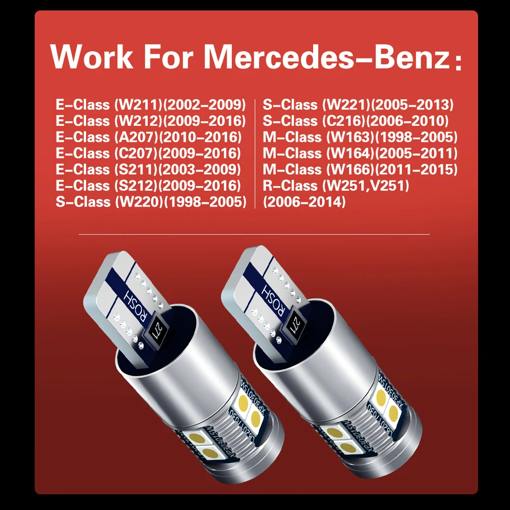 2x светодиодные парковосветильник лампы W5W T10 Canbus для Mercedes Benz W211 W212 A207 C207 S211 S212 W220 W221