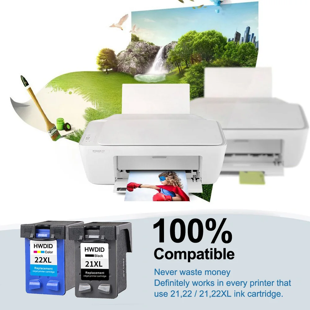 Сменный чернильный картридж HWDID 2BK1COL 21XL 22XL для HP 21 и 22 Deskjet 3915 1530 1320 F2100 F2280 F4180|ink