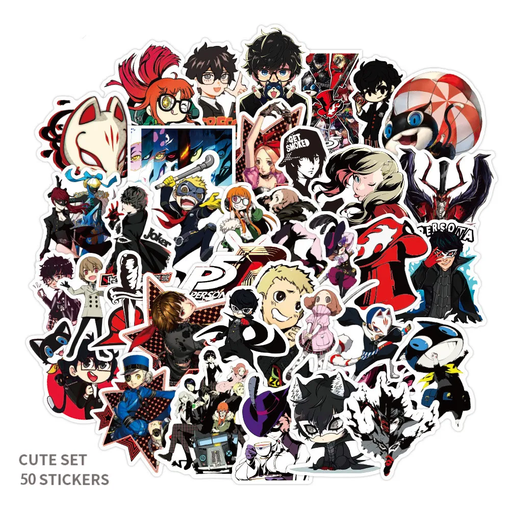 

50Pcs Persona 5 Game Stickers Waterproof Decals For Skateboard Fridge Guitar Laptop Motorcycle Travel Luggage Cartoon Stickers