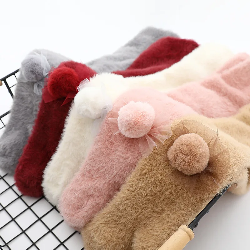 Весенние детские колготки чулки для девочек плиссированные детей гетры с помпон