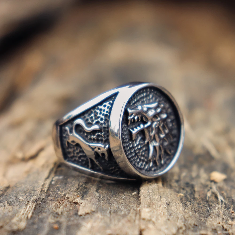 EYHIMD House Stark Direwolf серебряное кольцо из нержавеющей стали кольцо Игра престолов Старк мужская бижутерия в стиле викингов