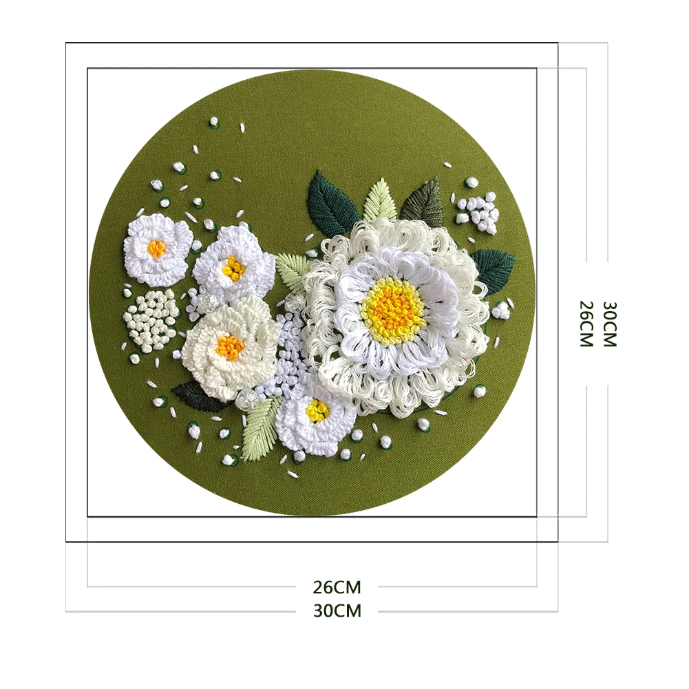 

European Stamped Cross Stitch Kit 3D DIY Flowers Print Embroidery 30 X 30cm