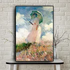 Абстрактная женщина с зонтиком от Клода Моне, Картина на холсте, плакаты, Настенная картина для гостиной, домашний декор, Куадрос