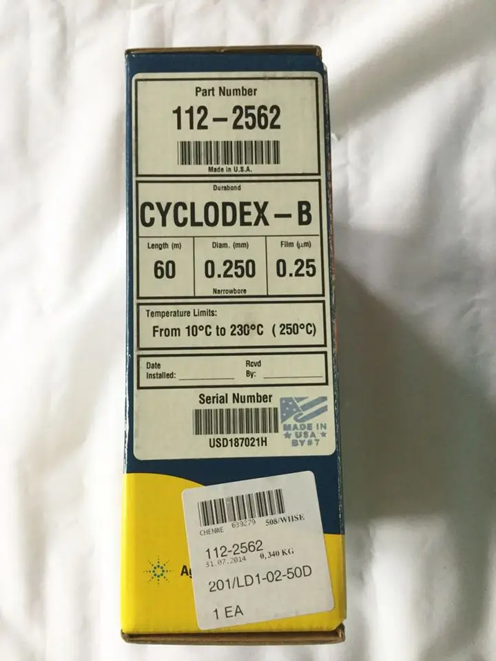 

For 112-2562 Agilent GC Column CYCLODEX B 60M, 0.25mm, 0.25u