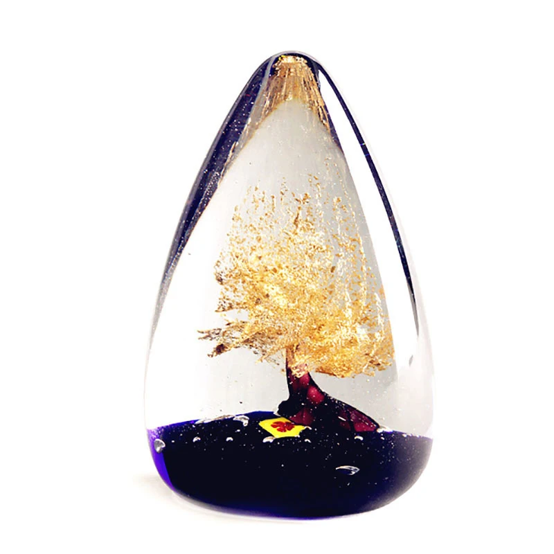 

Transparent Crystal Ball Cash Cow Painted Glazed Golden Tree Desk Decor Ornaments Mascot Glass Crafts Home Decoration Modern