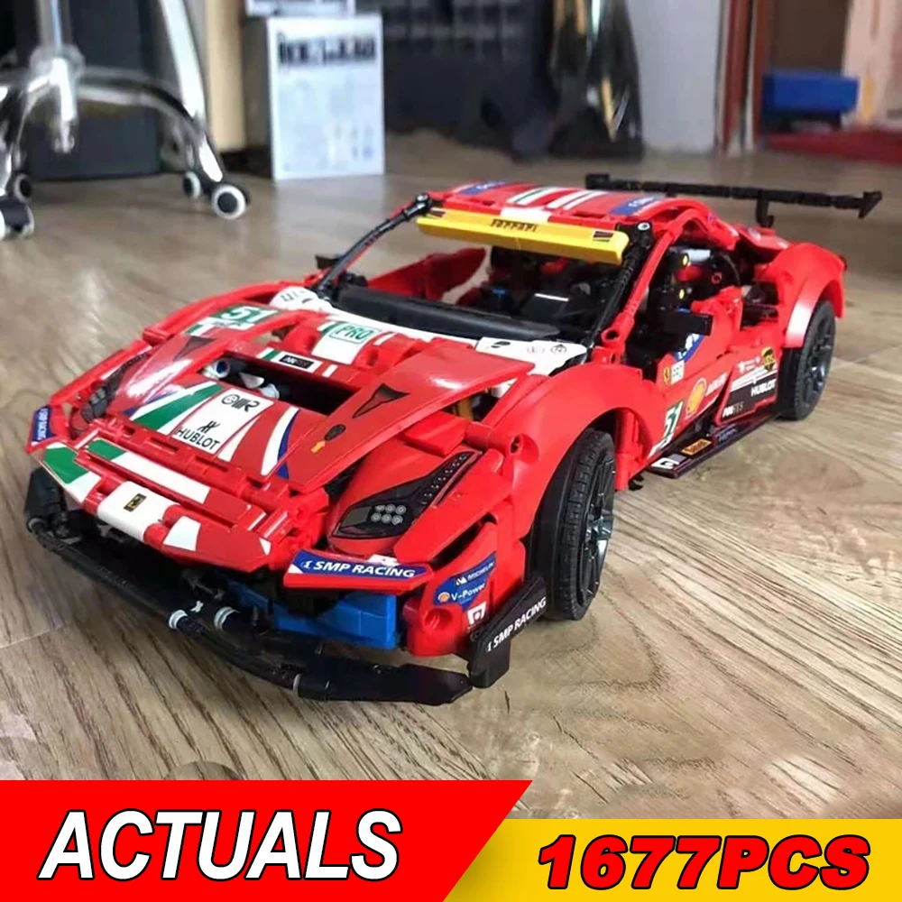 

Technical Super Sports Racing Car 488 GTE 42125 Building Blocks Vehicle Model DIY Bricks Kids Toys Adult Birthday Gifts For Boys