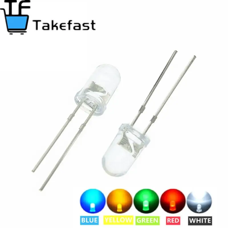 100 шт./лот прозрачный/рассеянный круглый 5 мм супер яркий вода прозрачный зеленый