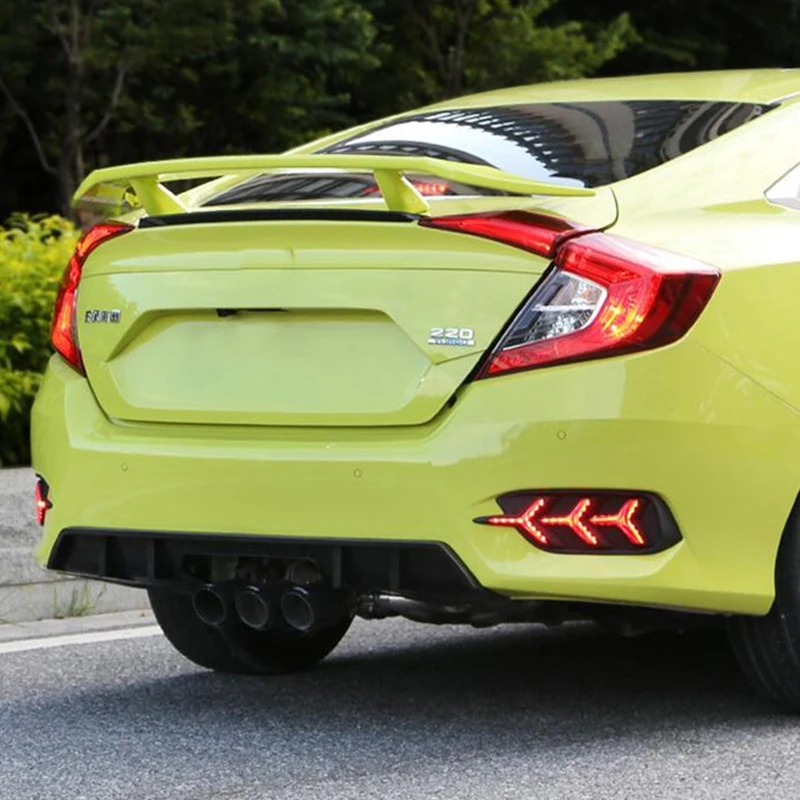 For New Spoiler Civic Tail Fin 2016-19 ABS Plastic Carbon Fiber Rear Wing Honda Primer Color Lip Four-door | Автомобили и