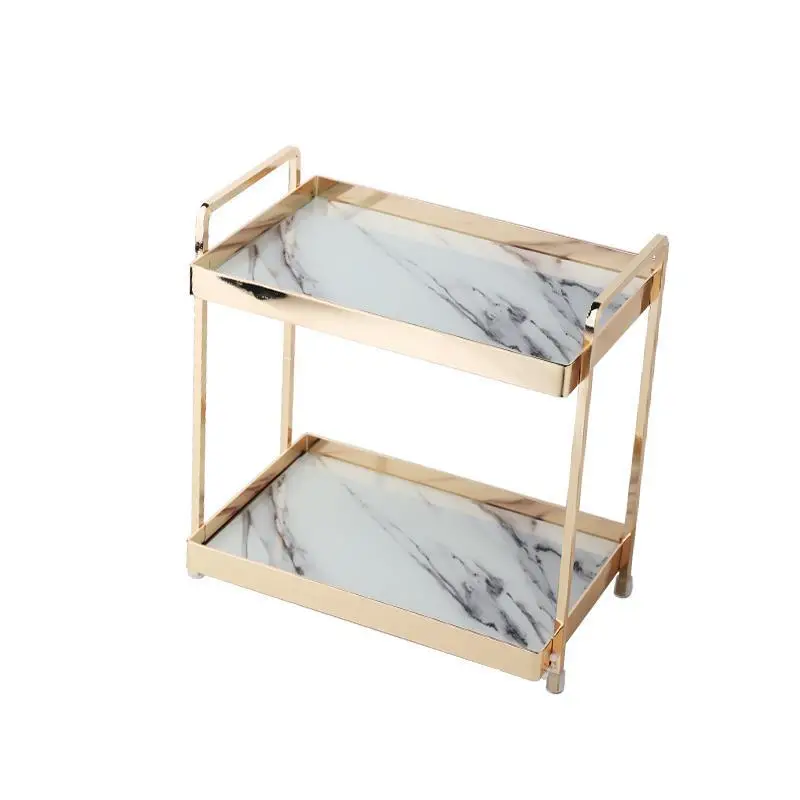 

Double Cake Stand Luxury Makeup Organizer Jewelry Lipstick Perfume Storage Tray Wedding Party Tableware Desktop Finishing Shelf