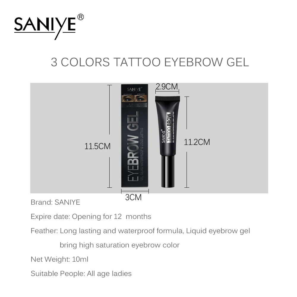 SANIYE татуаж для бровей Гель с кистью водонепроницаемый усилитель гелевая краска