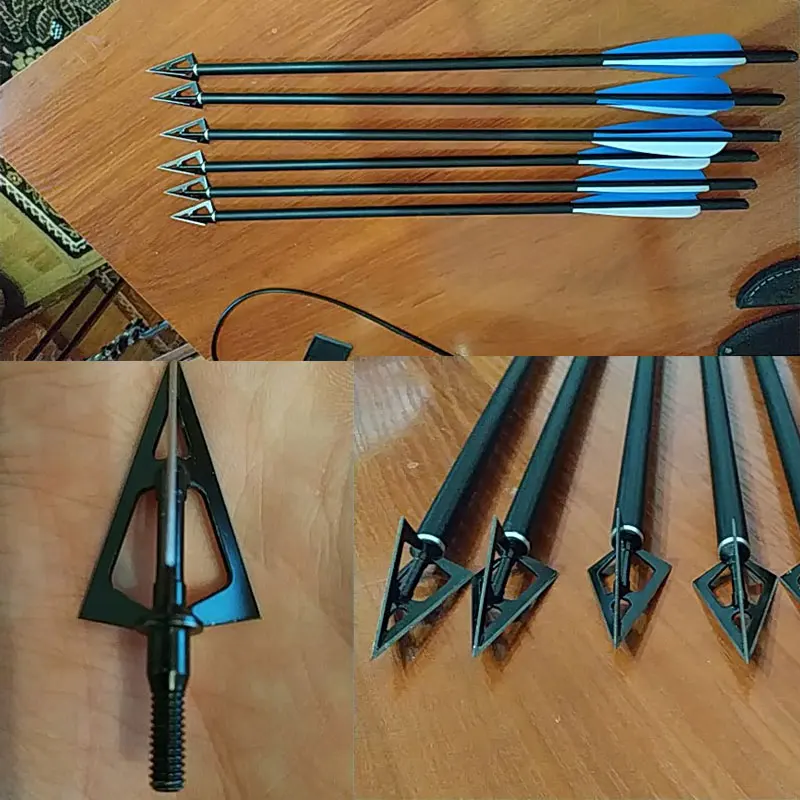 Hunting Arrow Bolts 100 Grain Arrowhead Tip Point Telflon Surface Treatment Broadhead Bow Beast Head 3 Blad | Спорт и развлечения
