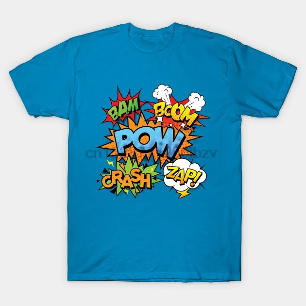 Мужская футболка с принтом из комиксов Pow Crash Zap Bam Boom | одежда