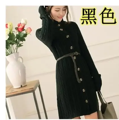 Пончо кардиган Feminino Ohclothing южнокорейское женское новое зимнее пальто твист Кардиган вязаный свитер платья утолщенные в - Цвет: black