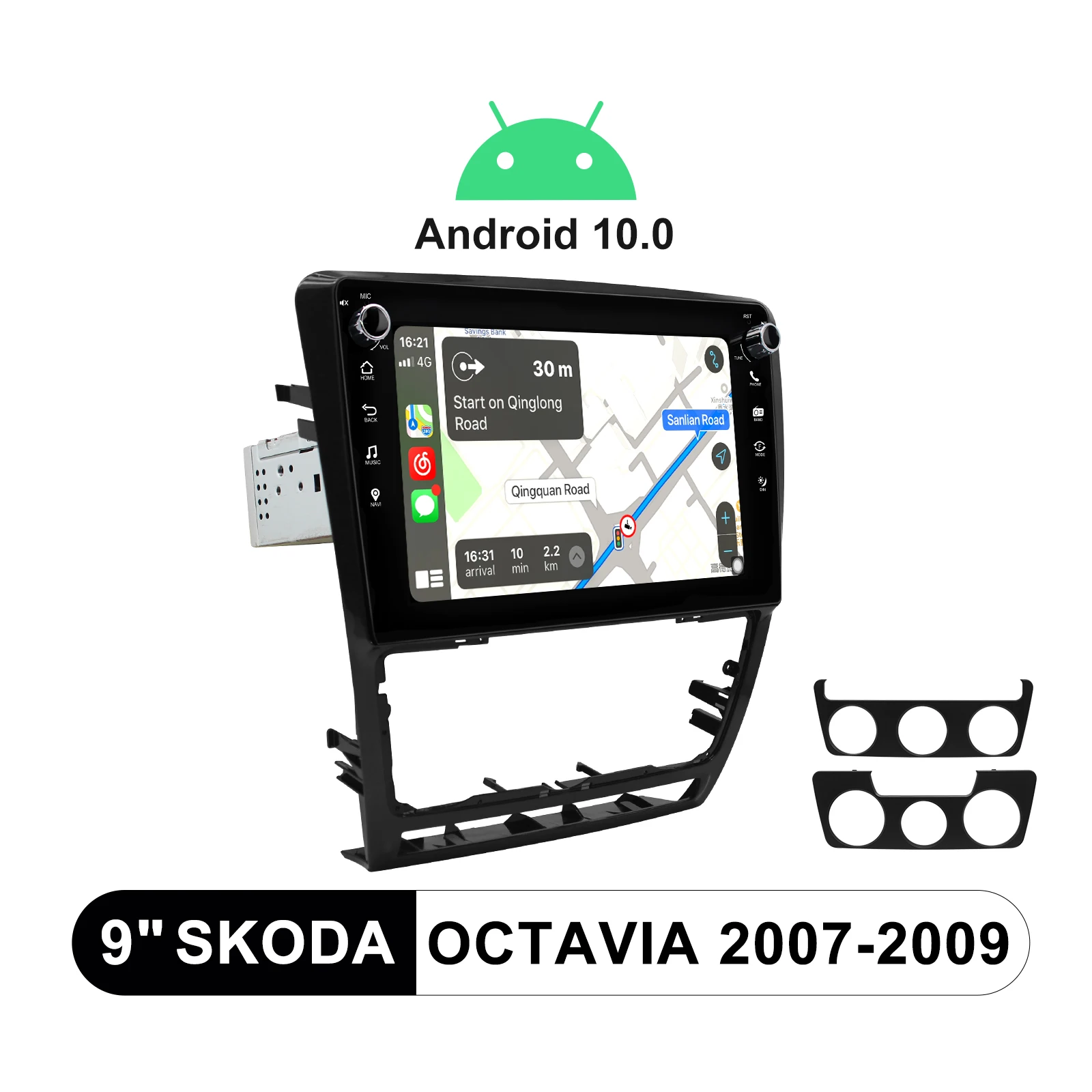 구매 JOYING 9 인치 자동차 라디오 스테레오 무선 안드로이드 자동 RDS DSP 스티어링 휠 1280*720 안드로이드 10.0 Skoda Octavia 2007-2009
