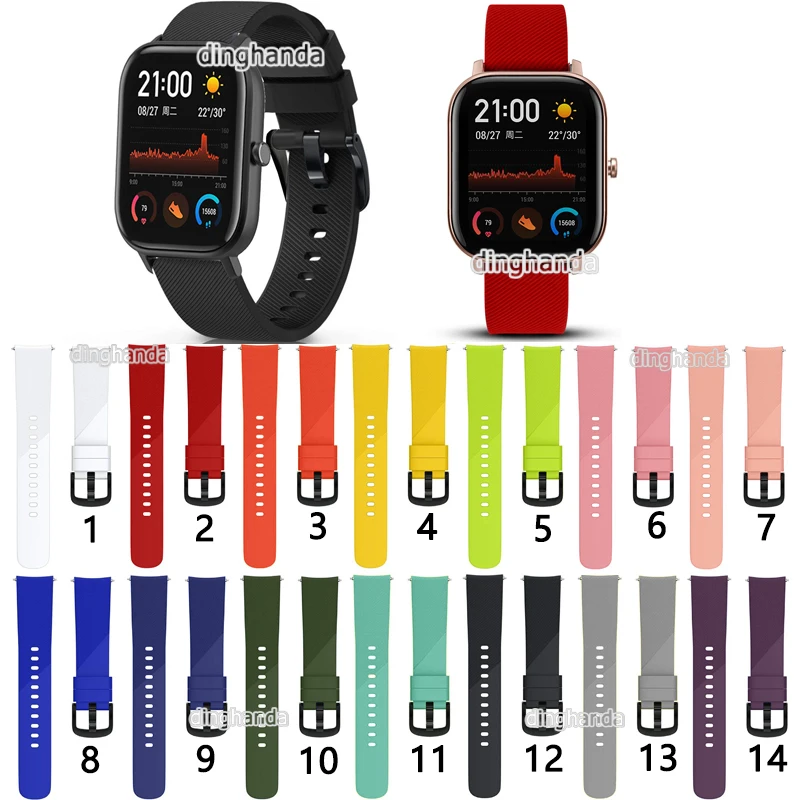 

Soft Silicone Watch Strap Band for Huami Amazfit GTS 2 2e mini Replacement Bracelet strap Amazfit Bip S lite / bip U strap 20mm