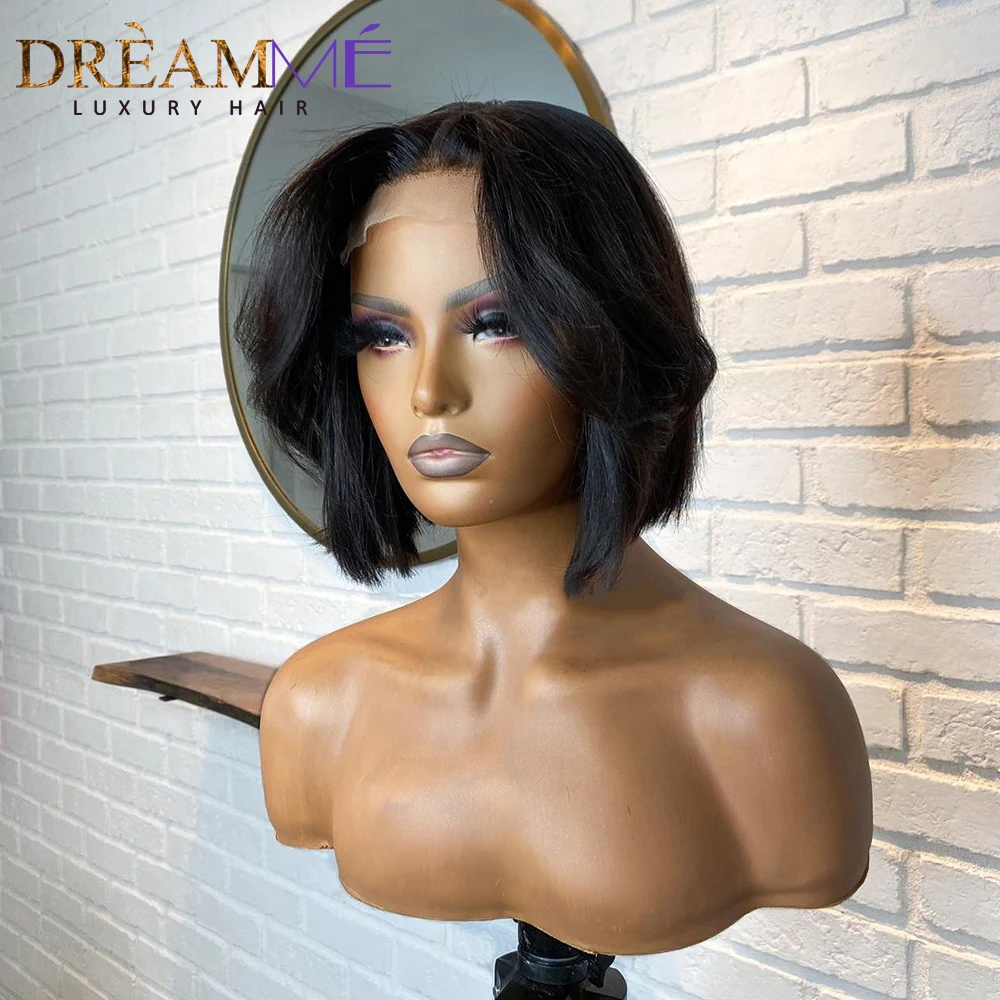 Короткий парик из человеческих волос прямые волосы бразильский естественный