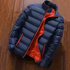 Мужская непромокаемая куртка на хлопковом наполнителе, однотонная непродуваемая куртка с воротником-стойкой, повседневная верхняя одежда, зима 2021