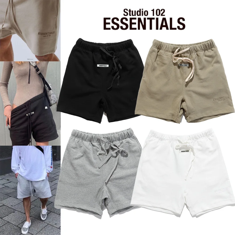 

Top Designer Fashion Brand Fog Essentials Men's Pure Cotton Rope Shrink Shorts 1:1 High Quality Unisex Casual Sports Pants