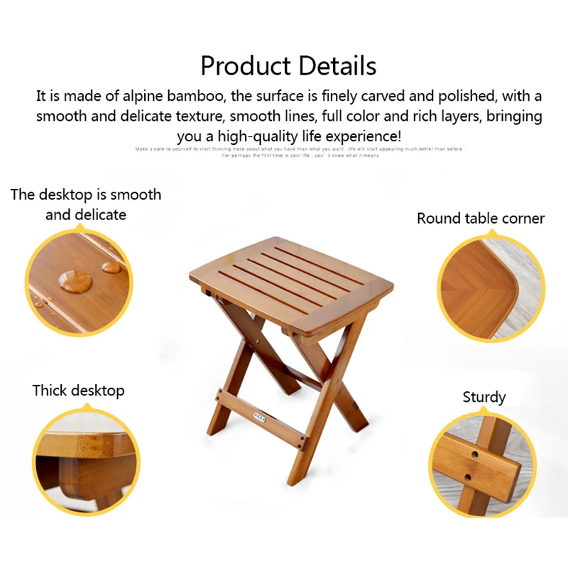 

Simple Portable Folding Bamboo Stool High Quality Solid Wood Small Stool Outdoor Fishing Stool Household Square Stool