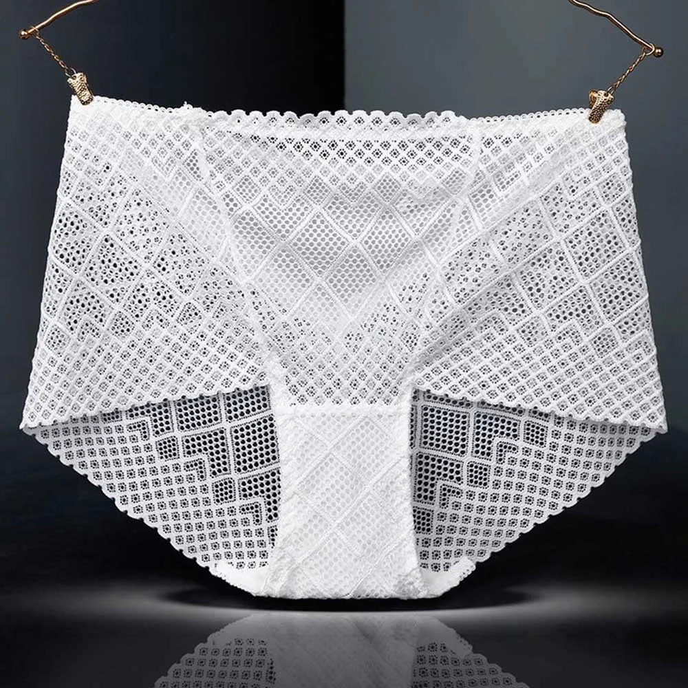 

Women's Briefs High-waist Lace Panties Ladies Sexy Hollow Transparent Underwear Underwear Plus Size Pure Cotton Crotch 2021 New