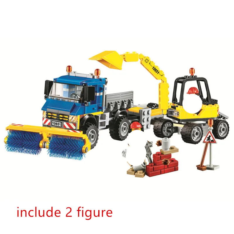 Городской транспорт подметальная машина и экскаватор наборы строительных