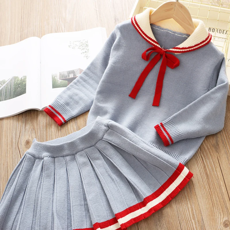 Keelorn Girls Dresses Spring Winter Wool Knitted Sweater Girl Bow dress For Party Wedding Baby Clothes Pleated | Детская одежда и