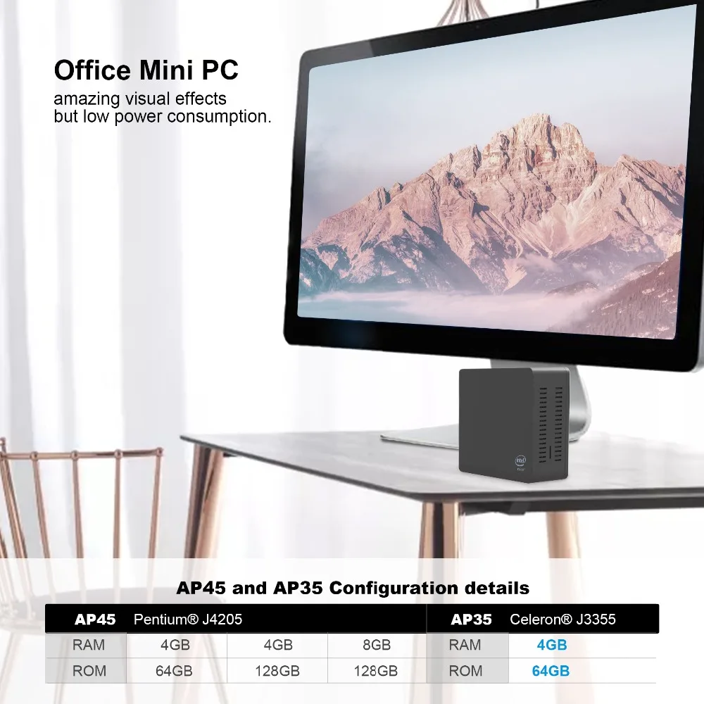 Beelink AP35 Мини ПК windows10 Intel J3355 4G64GB EMMC Bluetooth4.0 RJ451000M USB 4k 2 4G 5G WIFI Ubuntu Mini PC vorke|Мини ПК| |