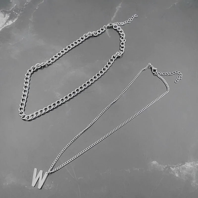

Stainless Steel Initial Necklace for Women Letter Charm Necklaces Layered Link Chain Necklace Chocker Korean Jewelry Girls New
