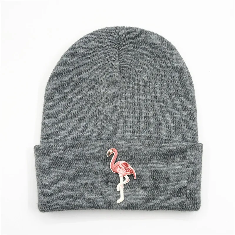 

Red-billed crane embroidery Thicken knitted hat winter warm hat Skullies cap beanie hat for men and women 314