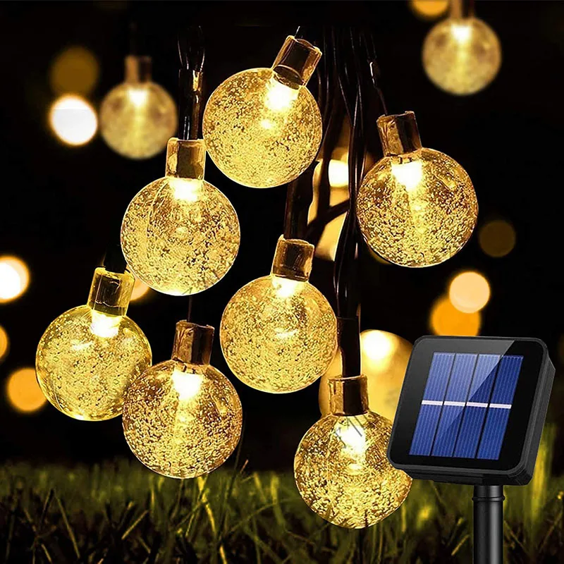 

6M 30 LED Solar Fairy String Lights 8 Modes Waterproof Crystal Ball Decorative Light For Garden Patio Yard Home Christmas Party