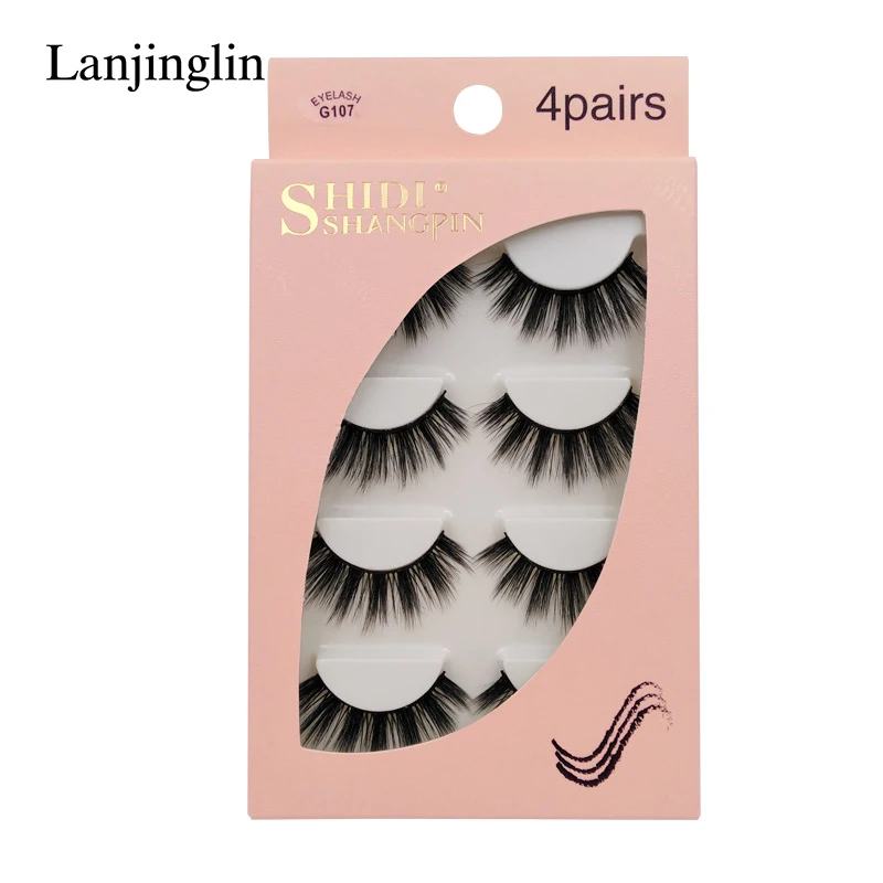 G107 LANJINGLIN, 4/5 пар, норковые ресницы, натуральные, длинные, 3d, норковые накладные ресницы для наращивания, пушистые, без грубости, макияж, накладные ресницы - Цвет: G107