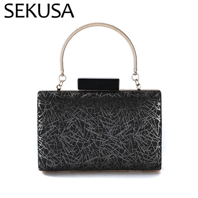 

SEKUSA Printed women evening bags chain shoulder party clutch purse wedding handbags bags