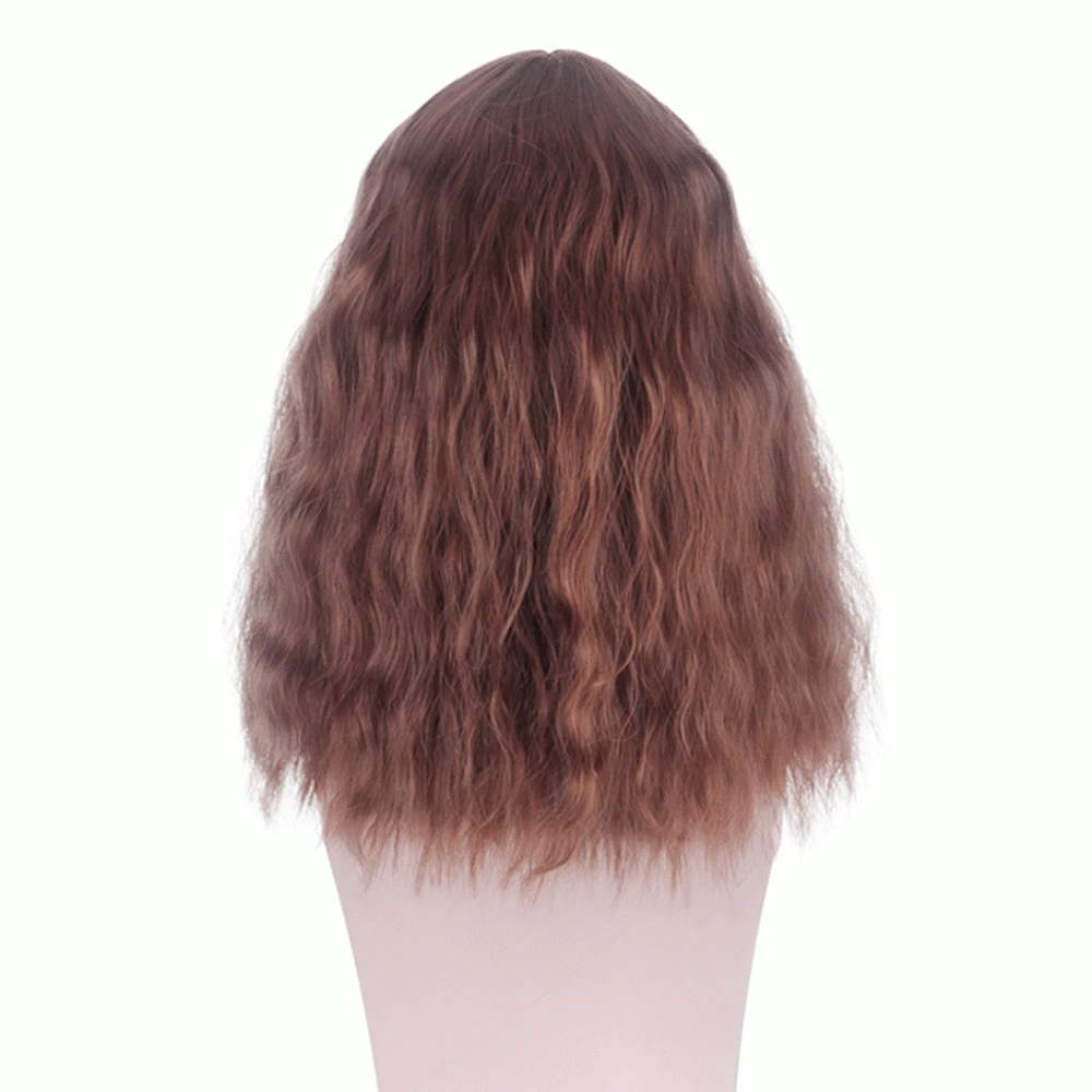 Парик для косплея из аниме Гермиона Грейнджер коричневый кудрявый с челкой