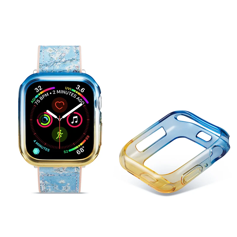 7 цветов Чехол из ТПУ для Apple Watch Series 54 цветная защитная рамка Бампер iWatch Band 40 мм 44