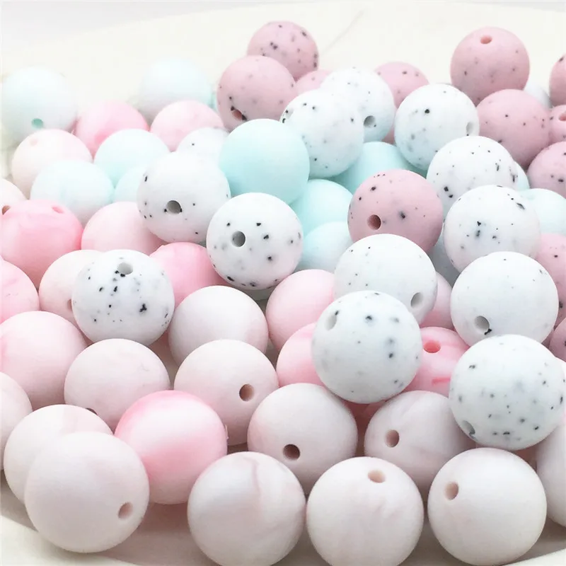 

Chenkai 100pcs 12mm 15mm BPA Free DIY Silicone Teether Pendant Beads Baby Pacifier Dummy Sensory Toy Accessories cute mix color