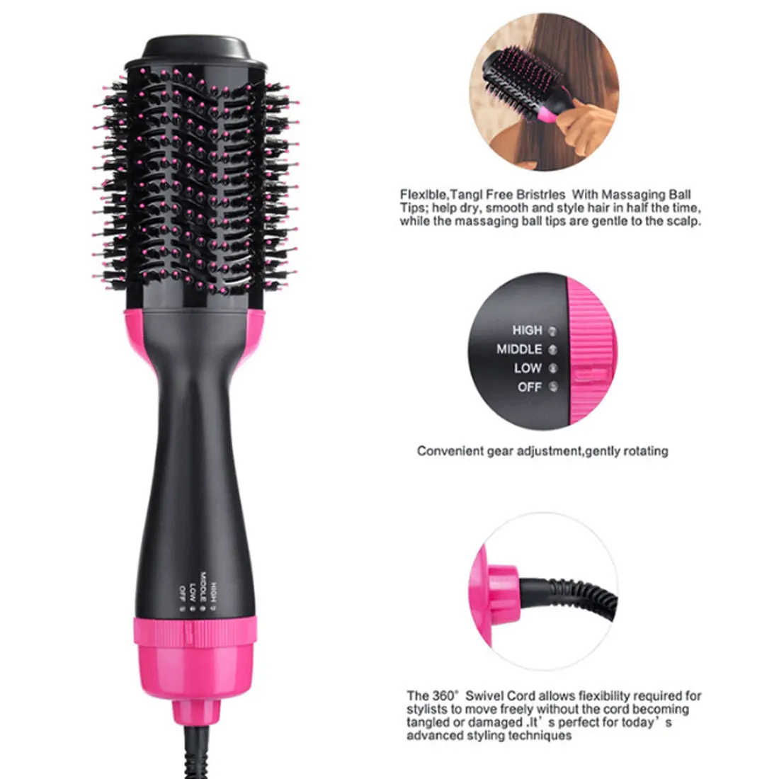 Одношаговый фен для волос 1000 Вт электрическая щетка с горячим воздухом
