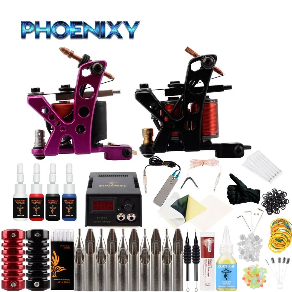 4Pcs Ink Kit Полный комплект машины для татуировки 8 Катушек пистолетов 20 цветов чернил черный пигмент набор Питания Перманентный боди-арт Макияж Профессиональный Набор Татуировок - Цвет: 4Pcs Ink Kit