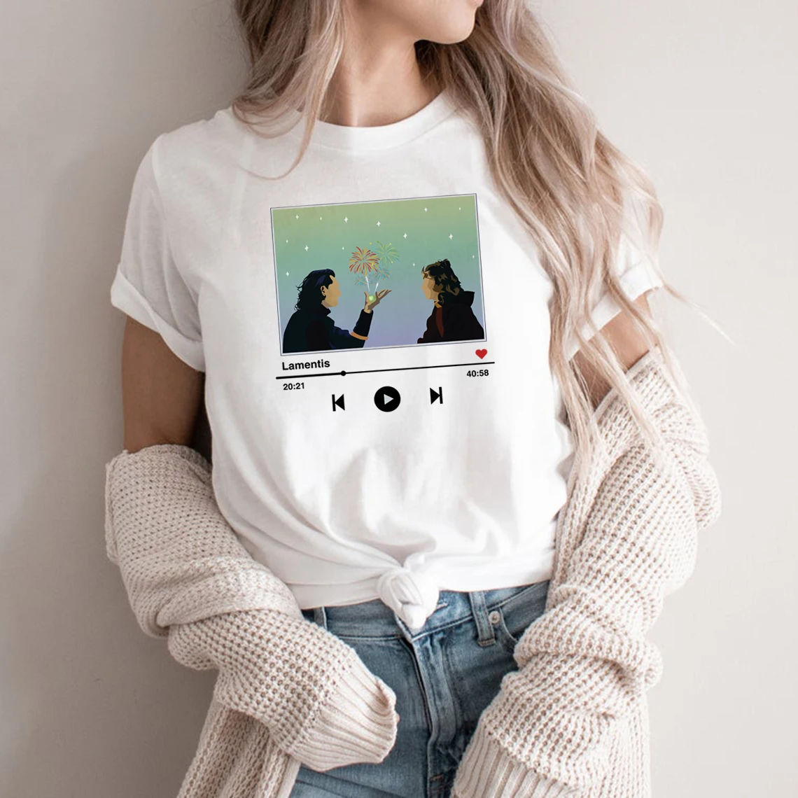 

Loki and Sylvie Firework Scene T-Shirt Sylvie Laufeydottir Shirt Lady Loki T Shirt 2021 New Unisex Tees Woman Tshirts Casual Top