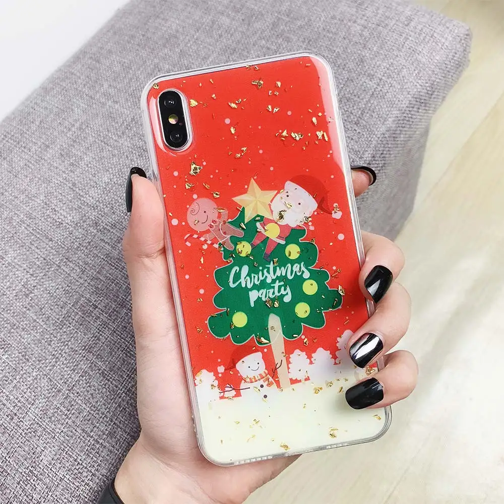 Рождественские подарки на Новый год глянцевый чехол для телефона iphone X/XS MAX XR 6/6S Plus