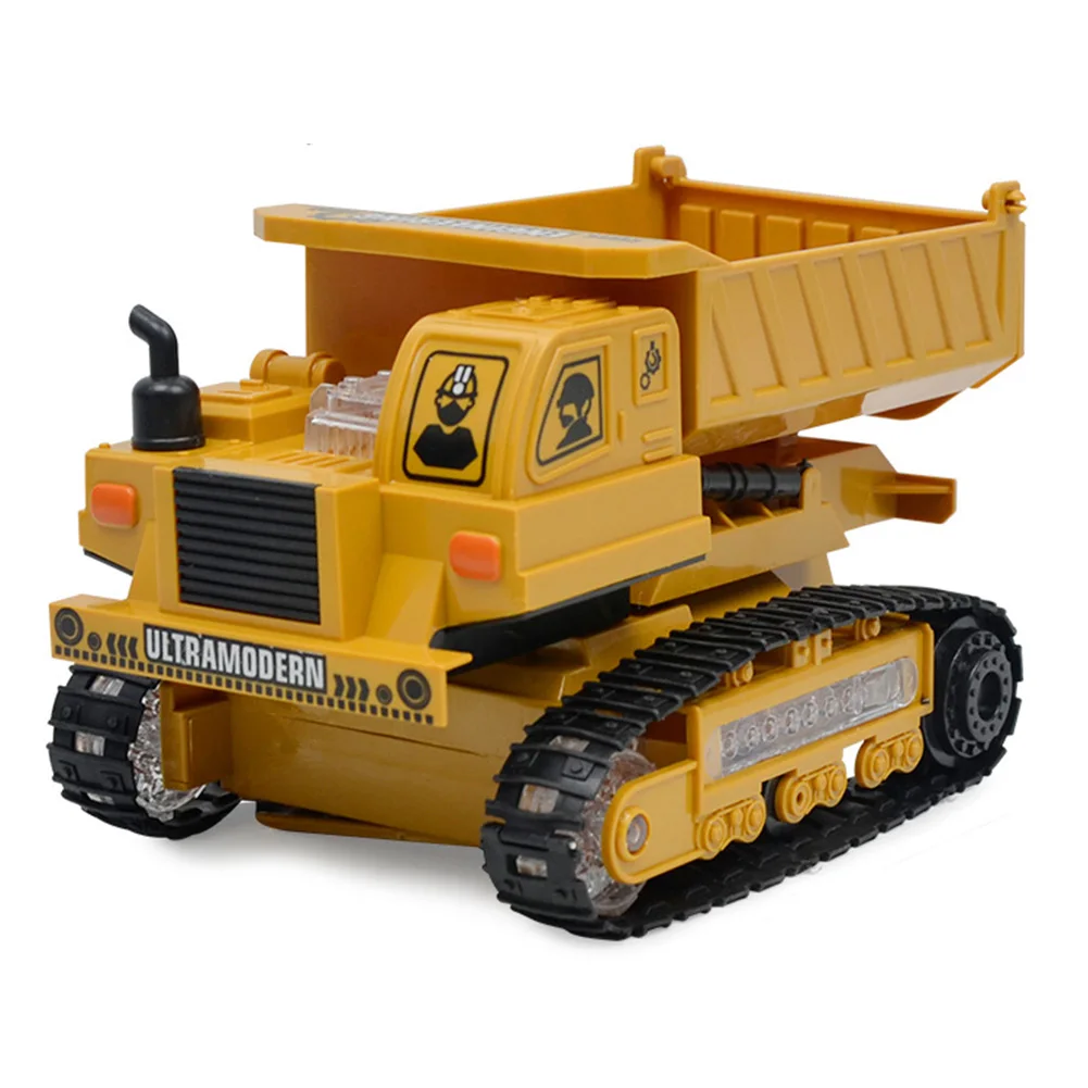 Беспроводная модель бульдозера на батарейках подарки для детей музыкальная с